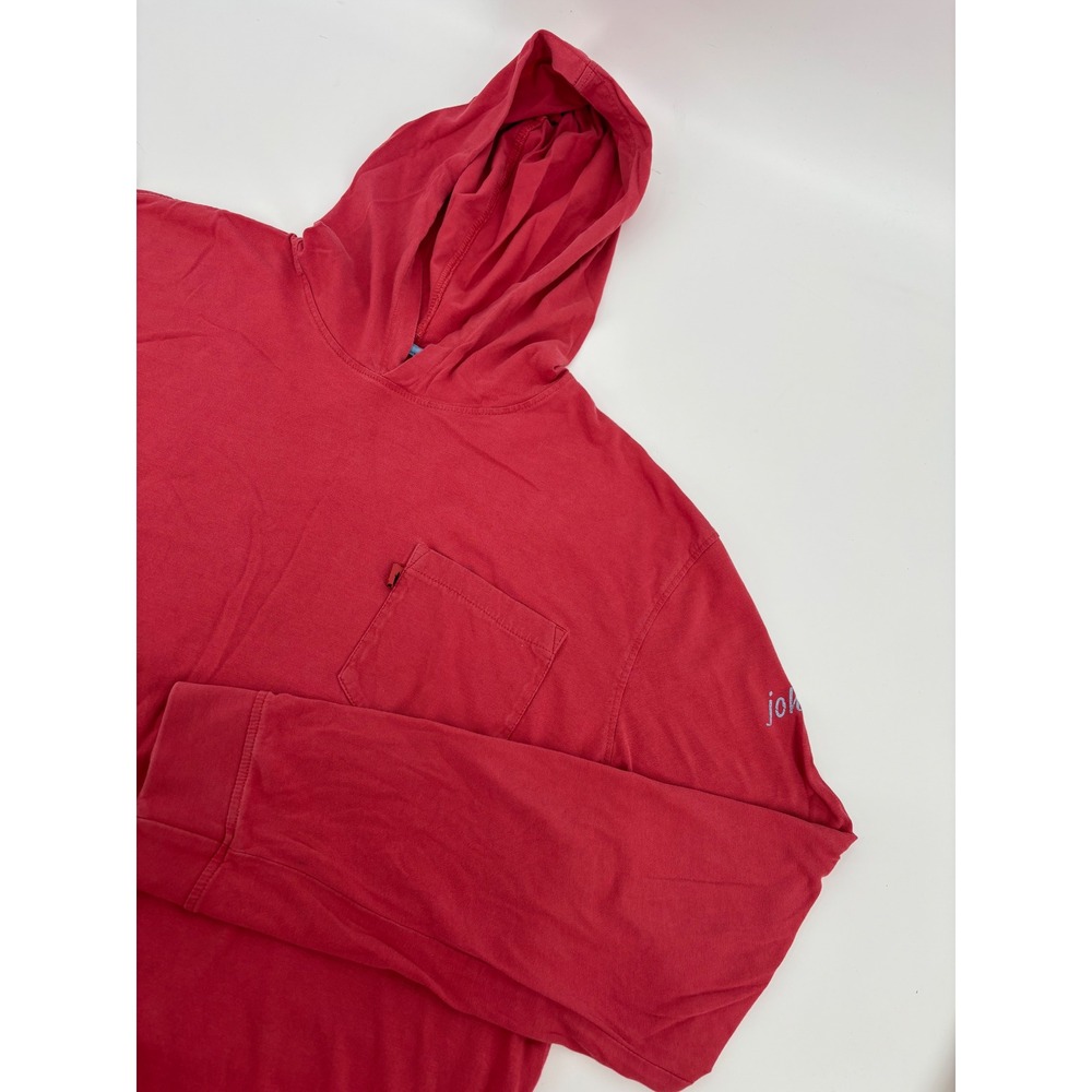 Johnnie-O Mens Malibu Red Cotton Hooded T-Shirt Long Sleeve Pocket Hoodie Large